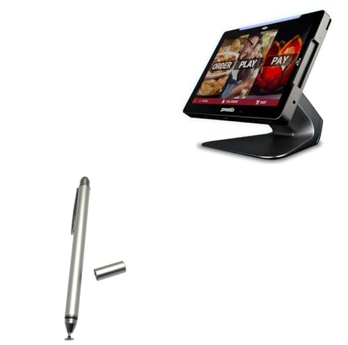 BoxWave Stylus Pen Compatible with Presto Flex - DualTip Capacitive Stylus, Fiber Tip Disc Tip Capacitive Stylus Pen - Metallic Silver