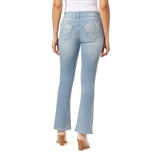 Image of WallFlower Bling Back Pocket Bootcut Jeans for Women, Luscious Curvy Fit, Embellished Mid-Rise Insta Stretch Denim