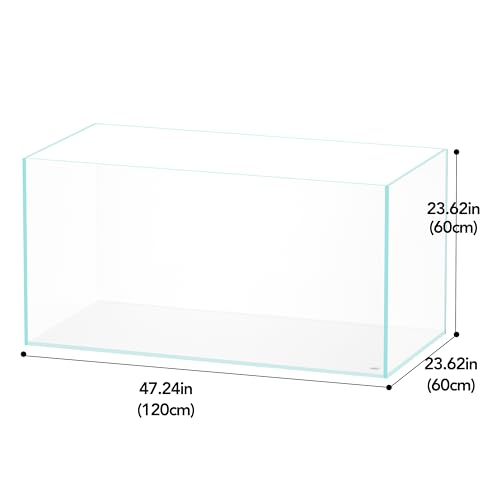 Image of LANDEN 120P 105 Gallon Rimless Low Iron Aquarium Tank, W47.2xD23.6xH23.6 in(120x60x60cm) 12mm Thickness with Black Nano Foam Leveling mat Included