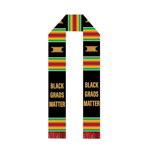 Black Grads Matter Scarf African American Graduation Stole Scarf with Red Tassels