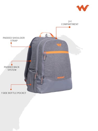 Image of Wildcraft Nylon 32 Ltrs Water-Resistant Backpack for Men & Women - Expedition LPBP 32 Ltrs Water-Resistant Casual Backpack - Melange Grey