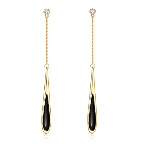 FAMARINE Black Earrings, Black Dangle Earrings for Women Waterdrop Drip Earrings Valentines Earrings