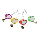 Mini miroir amusant pour oiseaux avec clochette et support pour perroquets - 1 pièce - Couleur aléatoire