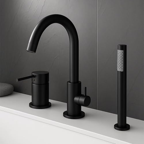 Robinet mitigeur bain-douche 3 trous au design noir mat raffiné