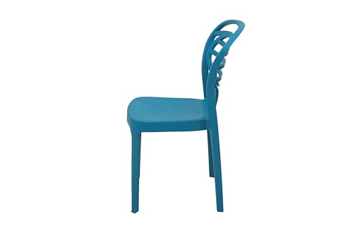 Image of Oaknest Supreme Oak Armless Plastic Dining Chair | Compact & Ergonomic Design for Home, Living Room, Balcony & Outdoor Seating | Color : Oxford Blue, Set of 4