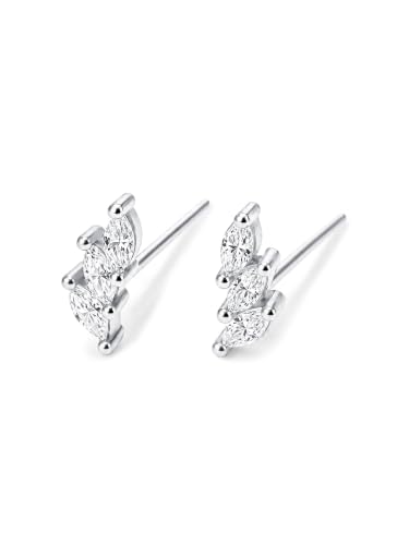 Image of S925 Sterling Silver Earrings, Hypoallergenic Stud for Women & Men | Minimalist Dainty Design, Solid 925 Sterling Silver or with 18K Gold Plate, Daily /Party Wear, Birthday Gift, Silver or Gold