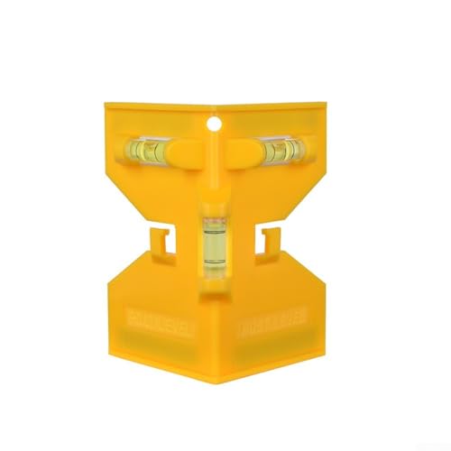 Magnetischer Winkelmesser mit 3 Wasserwaagen für horizontale und vertikale Ausrichtung, professionelles Baugerät für Zaunpfosten, Rohre (Gelb)