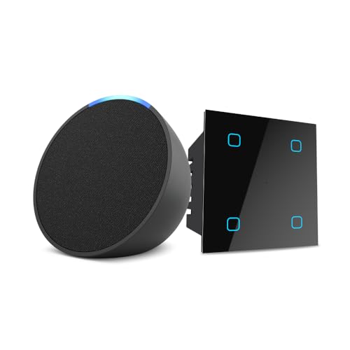 Image of Amazon Echo Pop (Black) Combo with HomeMate Wi-Fi Smart 4 Gang Touch Switch (Black)