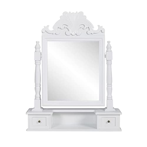 vidaXL Coiffeuse en Bois avec 2 tiroirs et Miroir pivotant