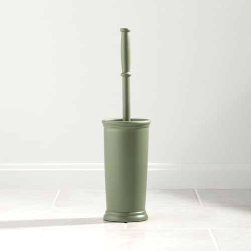 Image of mDesign Toilet Bowl Brush and Holder - Covered Bathroom Toilet Brush - Standing Toilet Bowl Scrubber in Modern Holder - Space Saving, Deep Cleaning Brush for Toilet - Hyde Collection - Olive Green