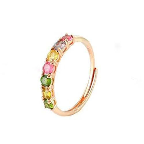 Bague jade coloré Feng Shui ajustable en argent S925 plaqué or