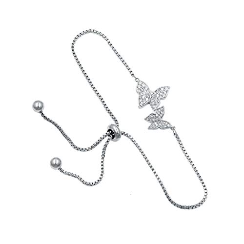 WeimanJewelry Love Gift Cubic Zirconia CZ Bridal Butterfly Adjustable Bracelet for Women