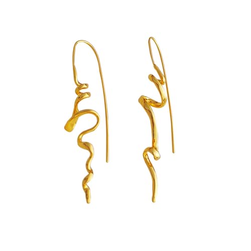 Silver Gold Earrings for Women Trendy Spiral Threader Earrings Silver Dangle Drop Earrings Hypoallergenic 14k Gold Unique Earrings Women Twist Simple Earrings Unique Jewelry for Women