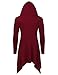 COOFANDY Long Hooded Cardigan Ruffle Shawl Collar Open Front Lightweight Drape Cape Overcoat with Pockets Wine Red