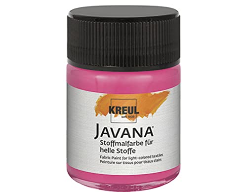 KREUL 91936 - Javana Stoffmalfarbe für helle Stoffe, 50 ml Glas in pink, geschmeidige Farbe auf Wasserbasis mit cremigem Charakter, dringt fasertief ein, waschecht nach Fixierung