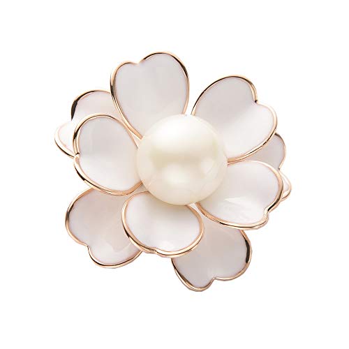 Women's flower pearl enamel brooch pins for ladies jewelry