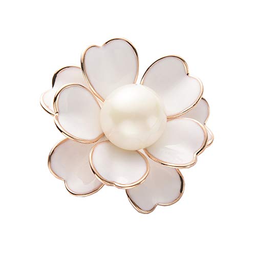 Women's Flower Pearl Enamel Brooch …