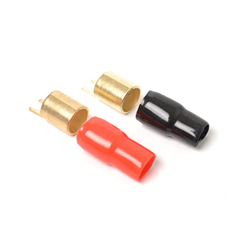 KICHOUSE 1 Pair Crimp Terminals Crimp Connectors Copper Spade Speaker Wire Connectors Spade Terminal 0ga Terminal Crimp Barrier Spades Red