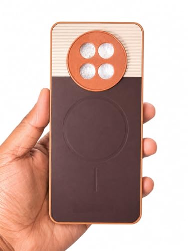 Image of Bintage Dual-Leather Mac Safe Design Phone Case| Soft Touch Finish | Full Camera Protectection Back Cover Compatible for Realme RMX3999 / 12 / 12x 5G - White & Choco Brown