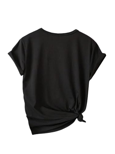 SweatyRocks Girl's Letter Graphic Short Sleeve Tee Shirt Crew Neck Summer Casual Tee Tops2