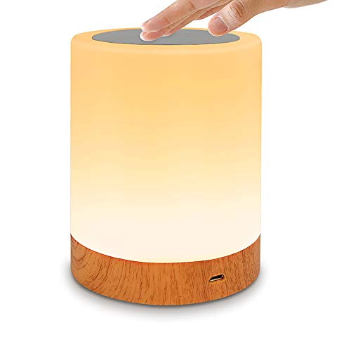 Table Lamp Touch Night Light - Portable Sensor Remote Control Bedside Lamps with Quick Rechargeable USB Dimmable Warm White Light 13 Colors RGB Table Lamp for Bedroom Living Room Office (Silver)