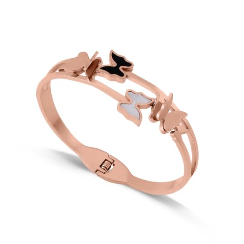 Image of PALMONAS Butterfly Rose Gold Bracelet for Women - Gift for Girls & Women | Waterproof & Anti-Tarnish Bracelet