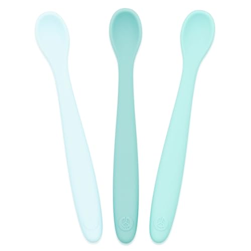 Image of WeeSprout Silicone Baby Spoons - First Stage Infant Feeding Utensils With Soft-Tip, Bendable Kitchenware for Parent & Self-Feeding, Ultra-Durable, Dishwasher Safe, Travel Case, Set of 3