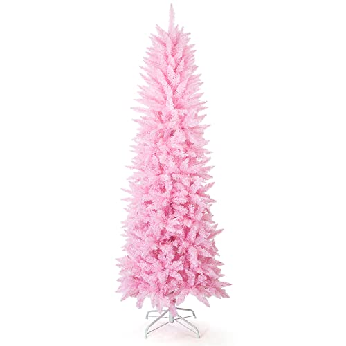 Artificial Christmas Trees,Collapsible Pink Pencil Tree with Metal Stand ,Suitable for Home Corner, Apartment, entryway, 6 FT