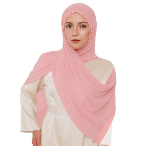 Chiffon Crepe Hijab for Women, Soft, Thick, Non-See-Through Headscarf 180x70cm, Modest Muslim Scarf