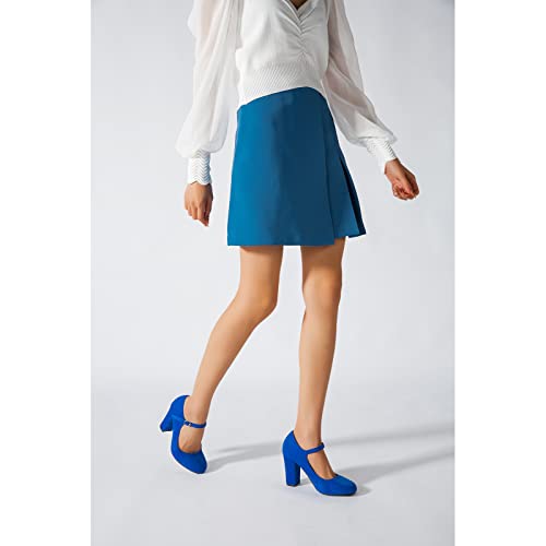 Women's Mary Jane Heels Closed Toe Chunky Heel Round Toe Block High Heel Pumps3