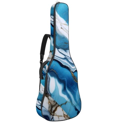 Sac pour guitare folk au motif marbre bleu pour les musiciens nomades