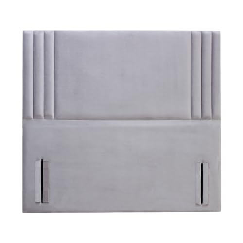 Image of Divan Bed Floor Standing Headboard Rio Plush Velvet 50" Height Padded Lined Headboard (Silver, 4ft6 Double)
