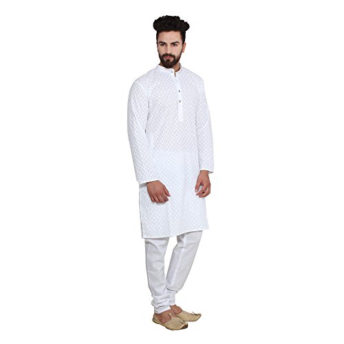 Image of SOJANYA Men's Silk Blend Kurta for Navratri | Paisley Print Regular Fit Ethnic Kurta for Festival & Puja
