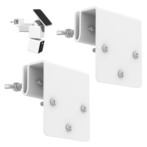 2 Pcs Gutter Mount Compatible with WYZE Solar Cam Pan, No Drilling Required Metal Security Camera Bracket Mounting, Adjustable Weatherproof Camera Mount, Get The Best View for Outdoor Use