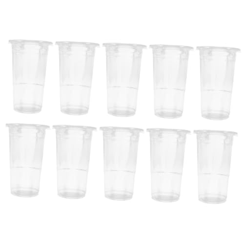 SMASOLO 50個 透明使い捨てプラスチックカップ 蓋付き 軽量変形防止 リフィル可能 飲料ジュース冷たいドリンク対応 再利用可能