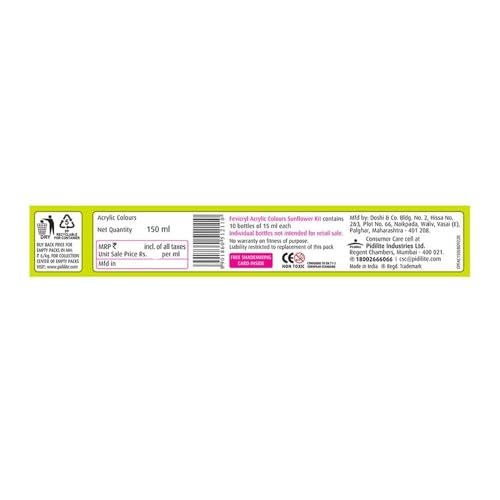 Pidilite Fevicryl Acrylic Colors, Sunflower Kit, 10 Shades