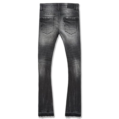 Boys Stacked Denim with Shreds on Knees Jeans (Black Shadow)2
