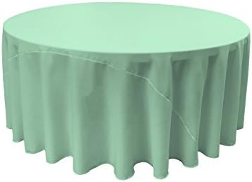 LA Linen Polyester Poplin Round Tablecloth 132-Inch, Mint
