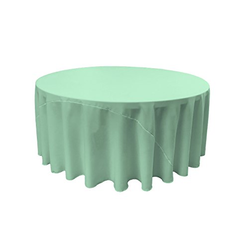 LA Linen Polyester Poplin Washable Round Tablecloth, Stain and Wrinkle Resistant Table Cover 132", Fabric Table Cloth for Dinning, Kitchen, Party, Holiday 132-Inch, Mint, (TCpop132R_MintP44)