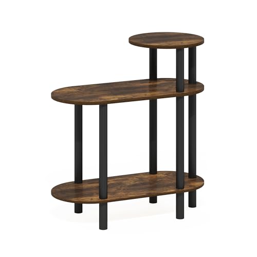 Furinno Turn-N-Tube Side Table, 3-Tier Oval Sofa End Table with Open Shelf, Toolless Assembly Night Stand, Bedside Table, for Living Room, Bedroom, Amber Pine - image 5