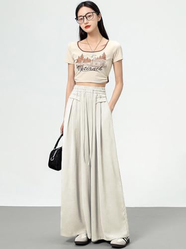 Image of KOTTY Women's Solid|Drawsting|Front Pocket|Wide Leg Style|High Rise|Casual Pant