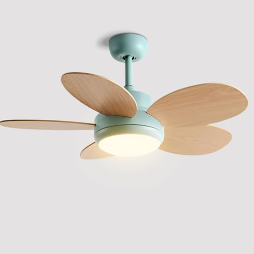 Ventilador de Techo con luz de 42 Pulgadas, Interruptor de Pared y Control Remoto, 6 velocidades, silencioso, para Interiores, con Motor de CC y aspas de Madera contrachapada para