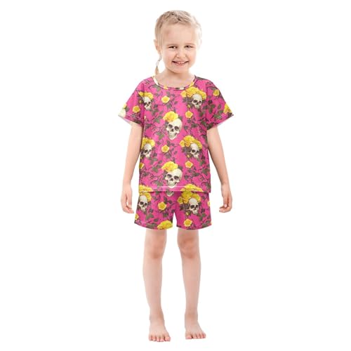 Skull Flower Pajama Set Pajamas Sleepwear Nightwear Loungewear Clothes Set B0404450