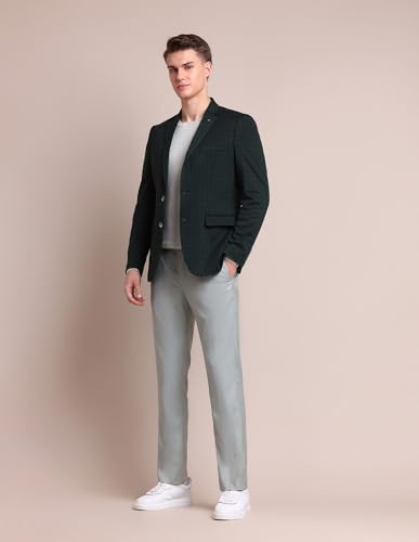 Image of Arrow Men's Regular Fit Checkered Blazer - Single Breasted, Button Closure Stylish Blazer for Men