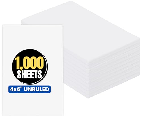 1InTheOffice White Memo Loose Sheets 4x6, Unruled, Plain White, 1000/Pack