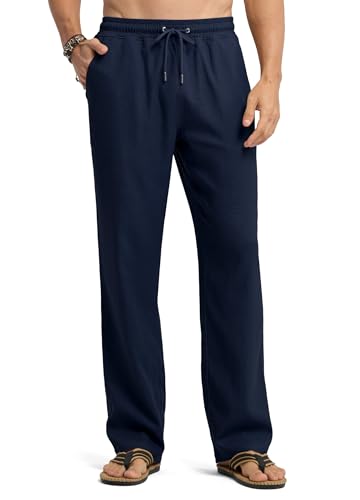 Pantalon en lin pour homme anti transpiration en coton léger coupe confort 71 cm