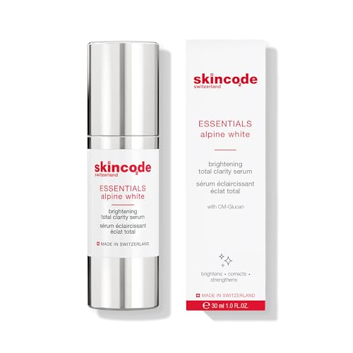 Skincode Essentials AlpineWhite Brightening Total Clarity Serum - Hydrating & Brightening Dark Spot Serum with CM-Glucan, Niacinamide & Swiss Alpine Plants, All Skin Types (1.0 Oz / 30 mL)