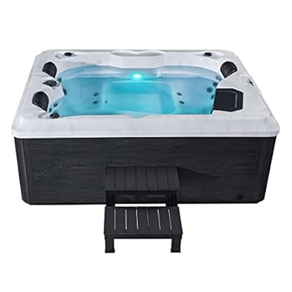 Luxus Outdoor Whirlpool Berlin (Weiß) – 210x160 cm – mit 31 Massagedüsen, Heizung, Ozon, LED – Hot Tub für 2–3 Personen – Winterfest – Garten & Terrasse mit Einstiegstreppe