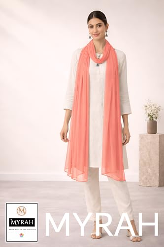 Image of MYRAH Chiffon Solid Casual Daily Use Dupatta For Women's & Girls Length - 2.50 Meter