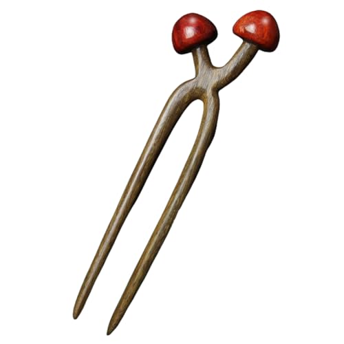 Wooden Mushroom Hair Stick, U Shaped Hair Pins for Long Hair Decor Accessories, Chinese Hair Chopsticks for Women Girl Hair Sticks for Buns - Best Gifts, Size:7.07X1.97X1.18in (C)